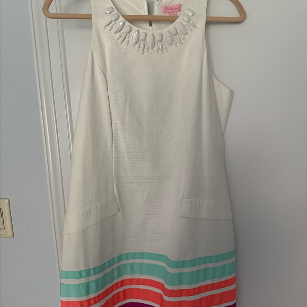 Lilly Pulitzer White Dress with Multicolor Stripes